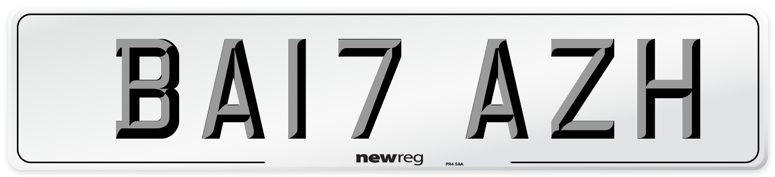 BA17 AZH Number Plate from New Reg